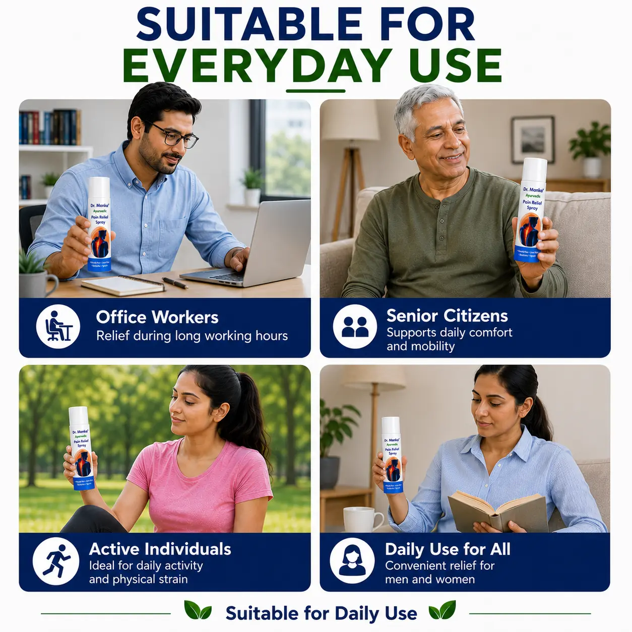 Suitable for Everyday Use - Dr Manka Pain Relief Spray